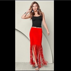 H&M Coachella faux suede fringe maxi skirt size 10